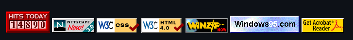 Some web badges showing things such as preferred browser, OS, W3C compliance